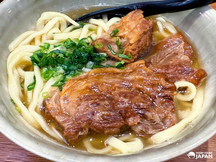 Okinawan pork soba eaten on a Tokyo food tour