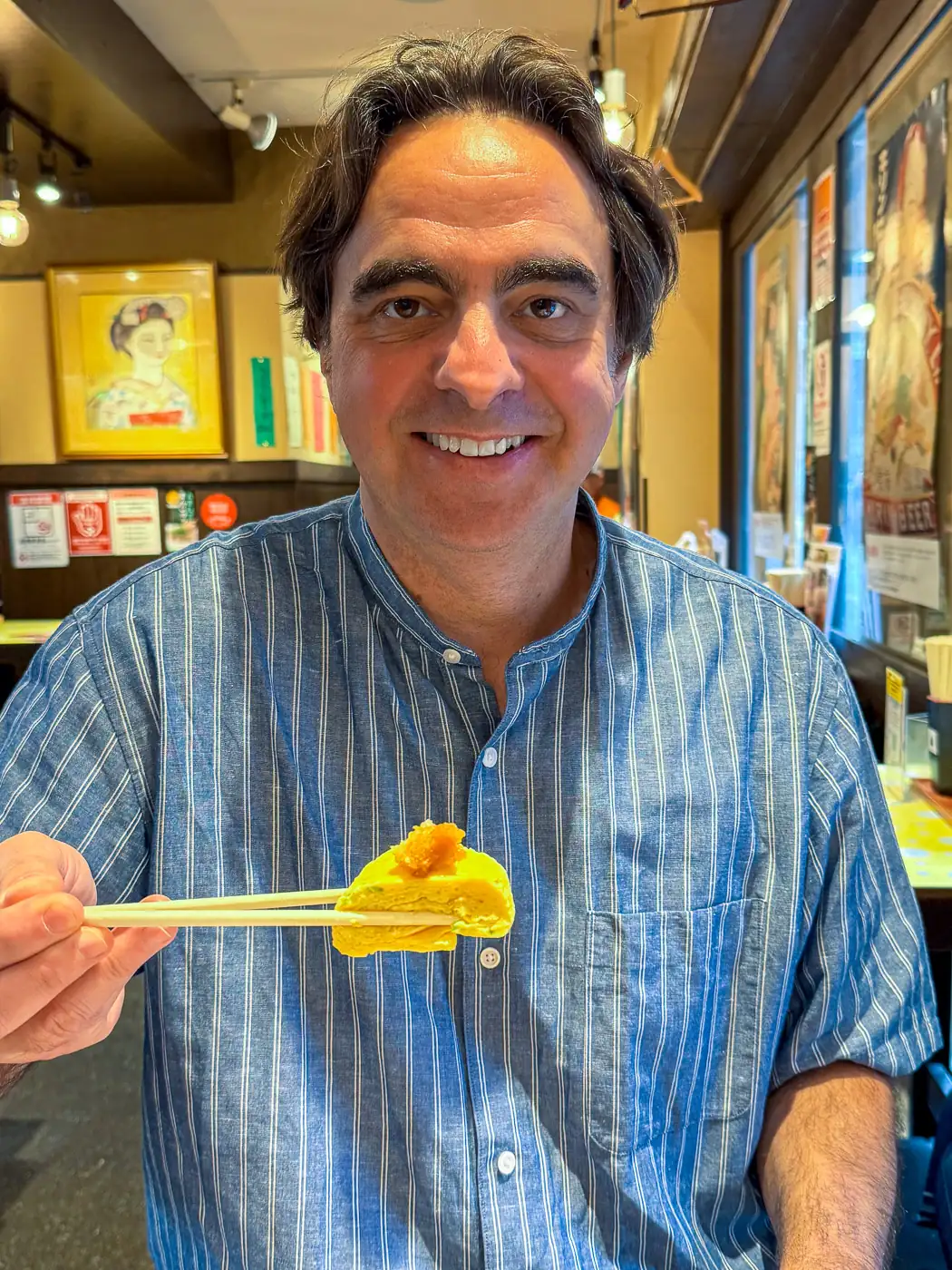 Chris P King from Food Tours Japan at a Nishiki Market izakaya