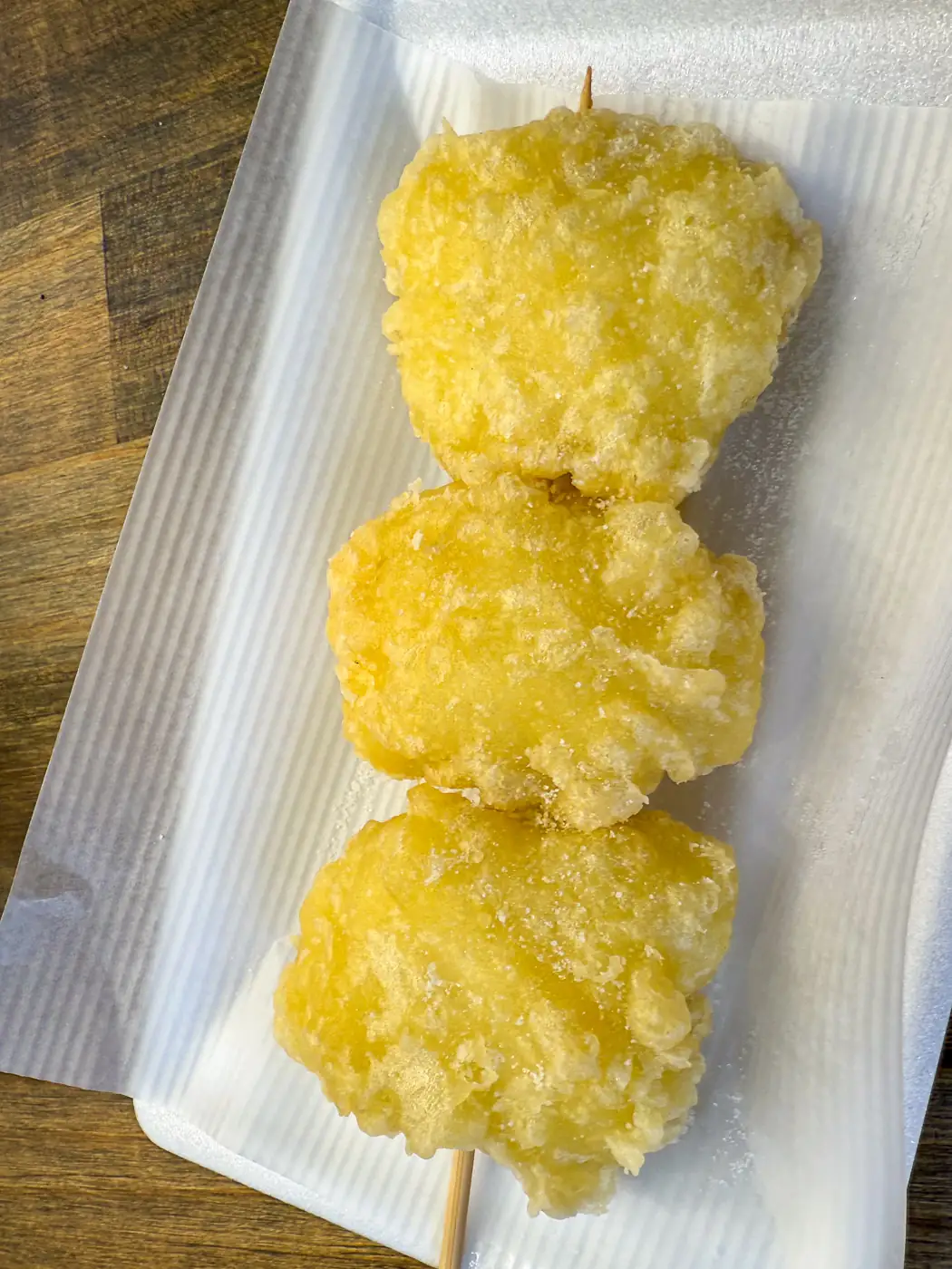 Hamo tempura with salt at Nishiki Market