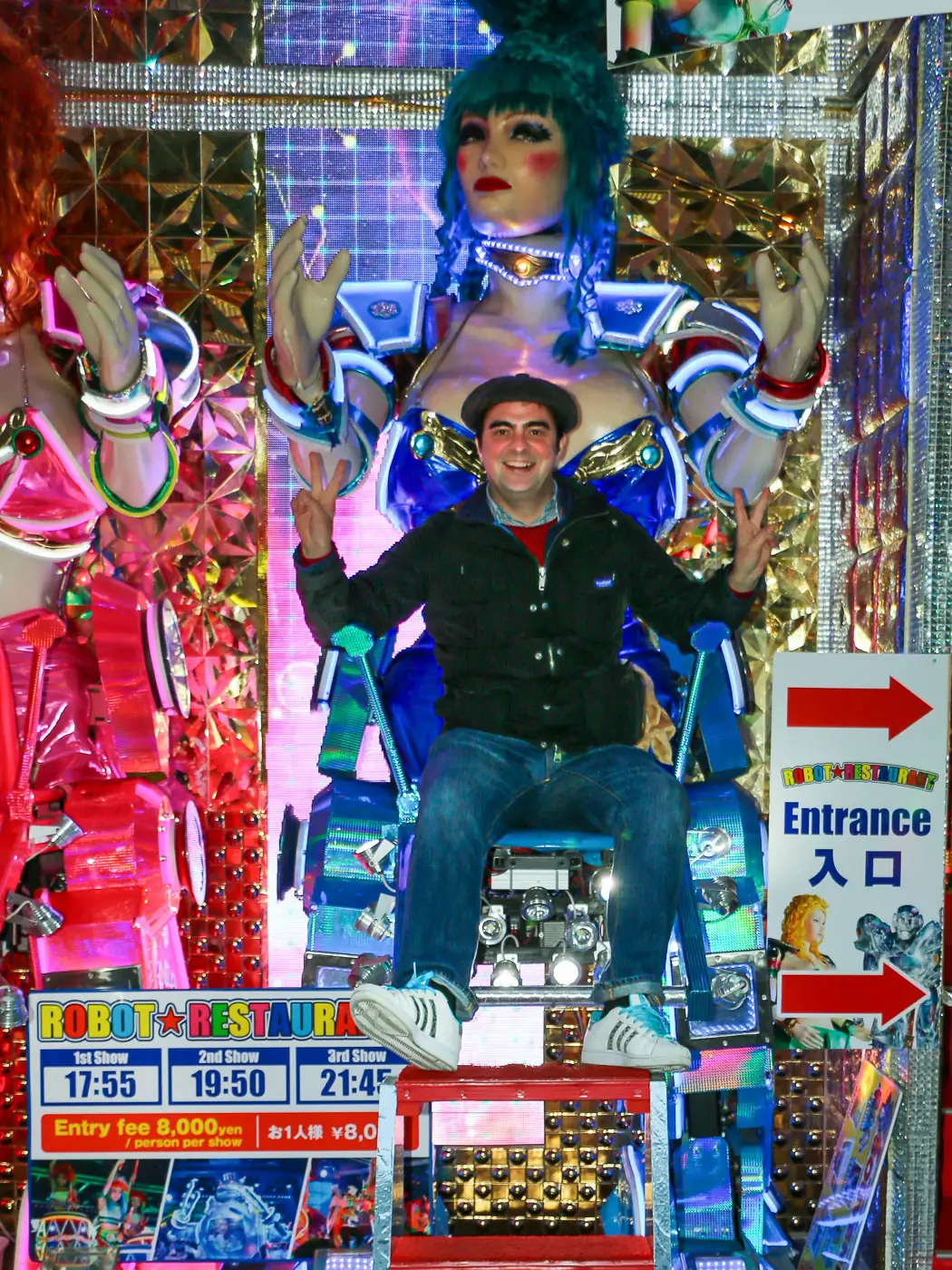 Chris P King from Food Tours Japan at the Robot Restaurant in Tokyo