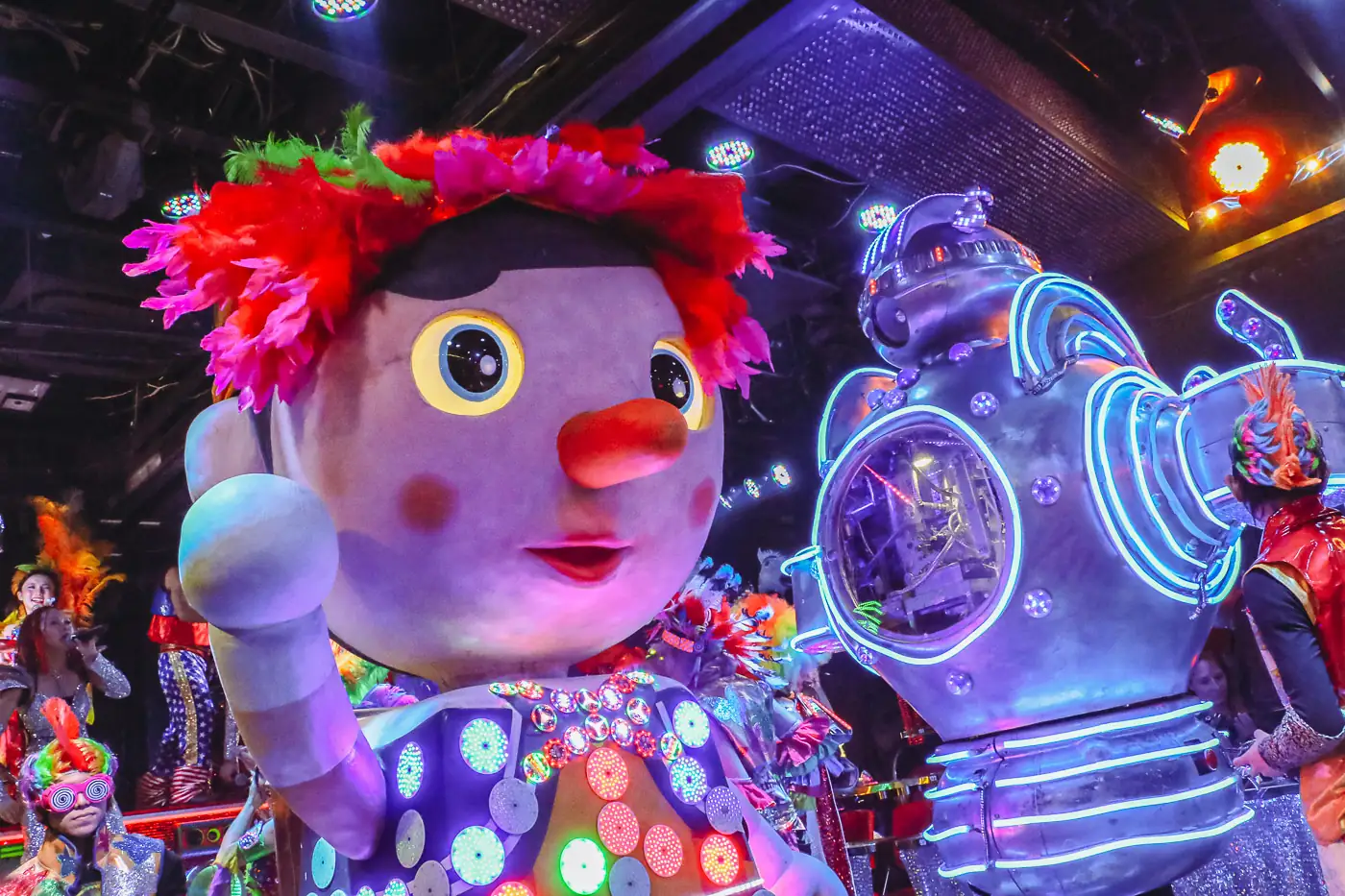 Crazy characters and robots at the Robot Restaurant, Tokyo