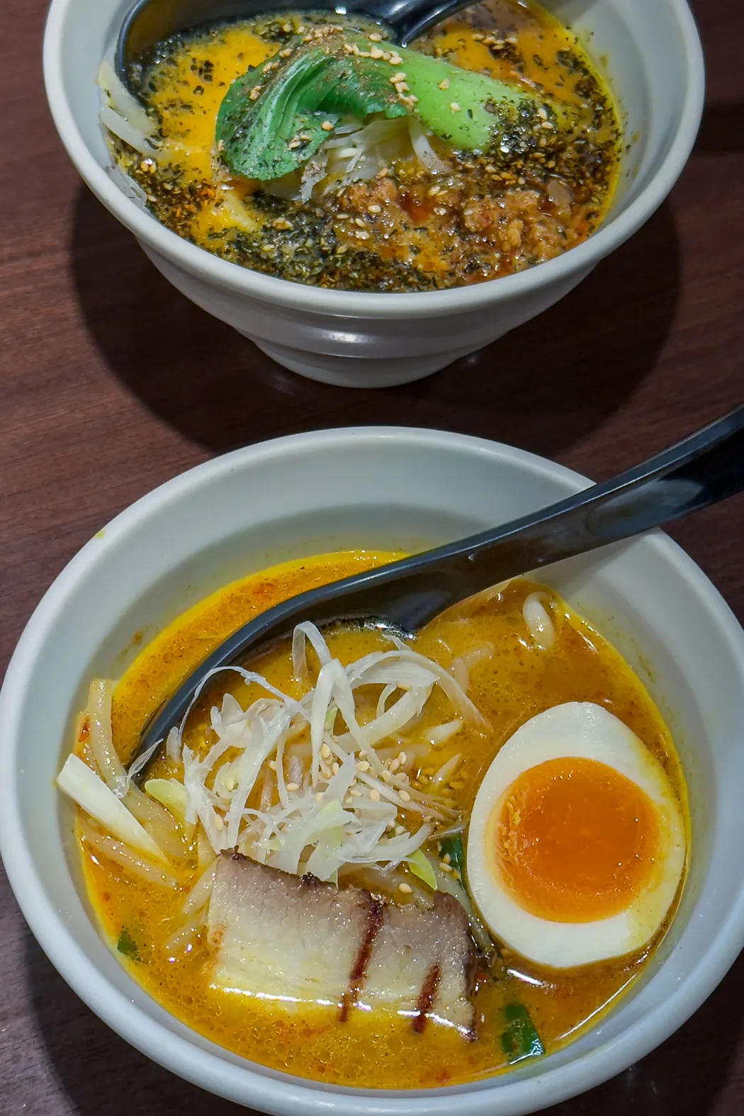 Curry ramen and black sesame tantamen on my Shibuya ramen tour