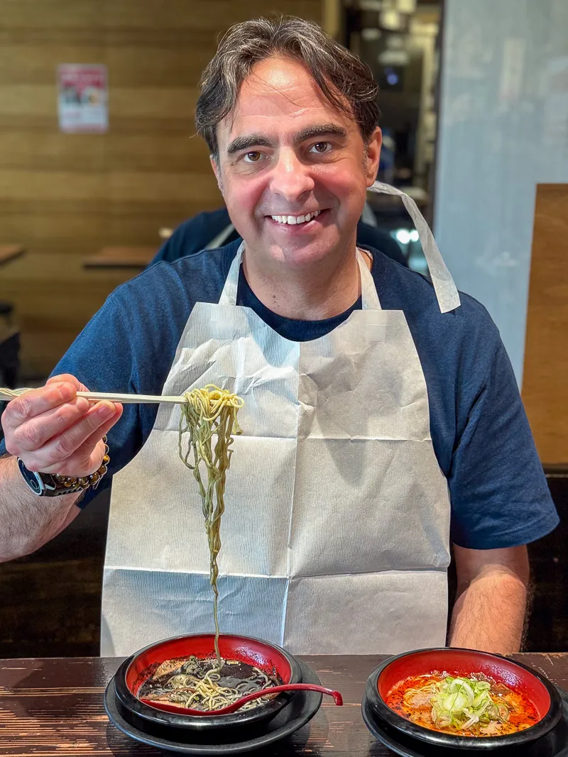 Chris P King eating ramen in Shibuya, Tokyo